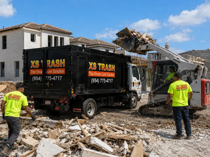 Construction site clearing and debris hauling in South Florida