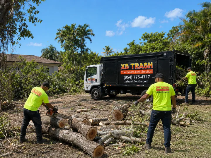 Tree debris removal and hauling after land clearing in South Florida