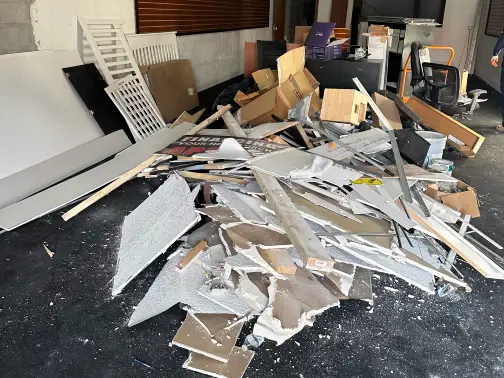 Jobsite cleanup service for wood drywall and mixed construction debris