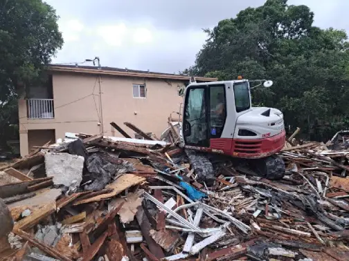demolition debris removal with equipment