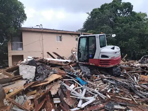 Clean commercial job site after demolition debris removal and cleanup