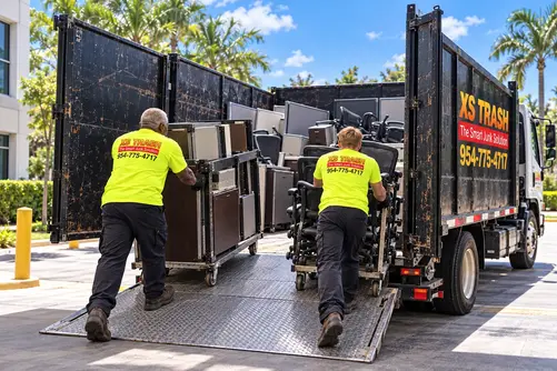 Warehouse junk removal hauling pallets, shelving, and bulk debris